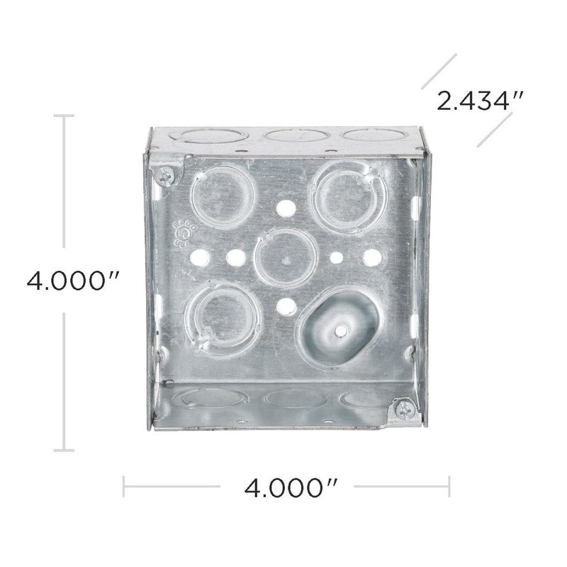 RACO Hubbell-Raco 8232 2-1/8-Inch Deep, 1/2-Inch and 3/4-Inch Side Knockouts, Welded 4-Inch Square Box - Image 2